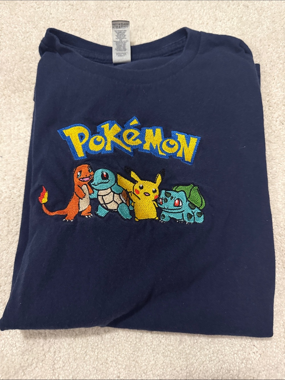 Navy Blue Pokémon Embroidered Character Tee Gilden XL